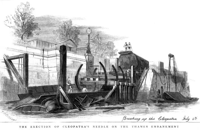 Framed Print : Transporting the obelisk: Cleopatras needle erected, London Framed Print : Transporting the obelisk: Cleopatras needle erected, London