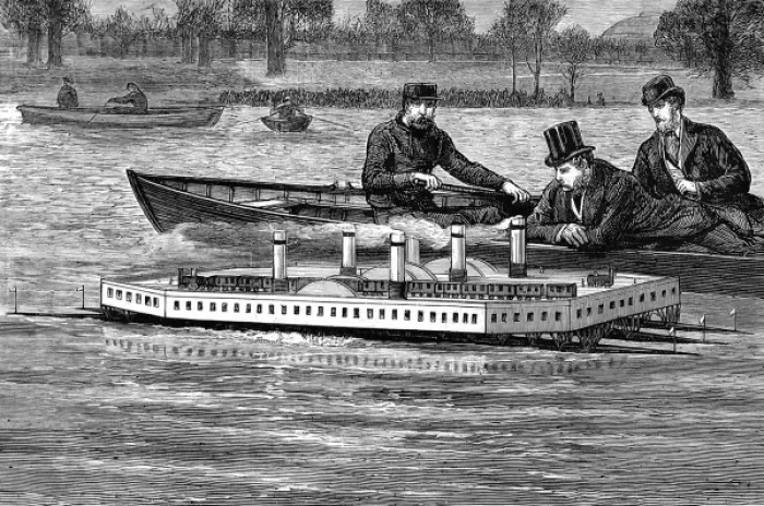 Framed Print : Trial of a Channel Ferry Model on the Serpentine, February 1 Framed Print : Trial of a Channel Ferry Model on the Serpentine, February 1