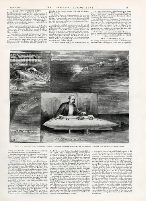 Framed Print : Trial of model of new submarine 1896 Framed Print : Trial of model of new submarine 1896