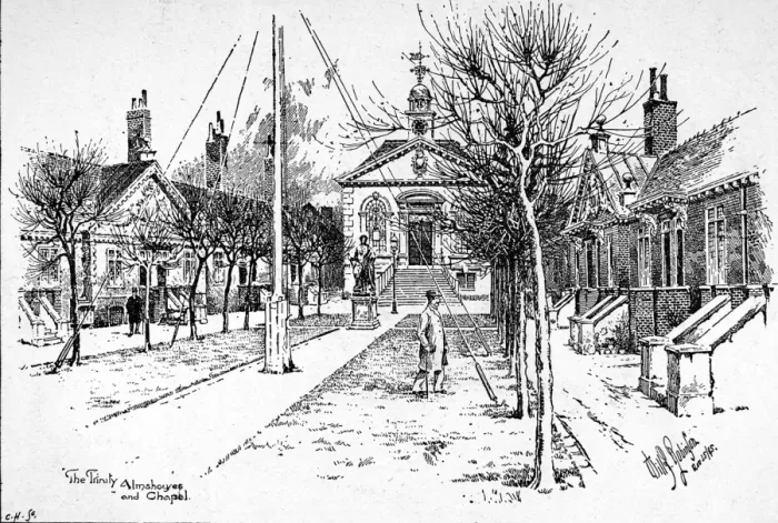 Framed Print : Trinity Almshouses, Mile End, London, 1895
