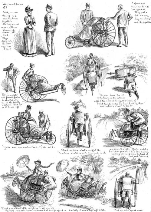 Framed Print : A Trip on a Tricycle Chair, 1890 Framed Print : A Trip on a Tricycle Chair, 1890