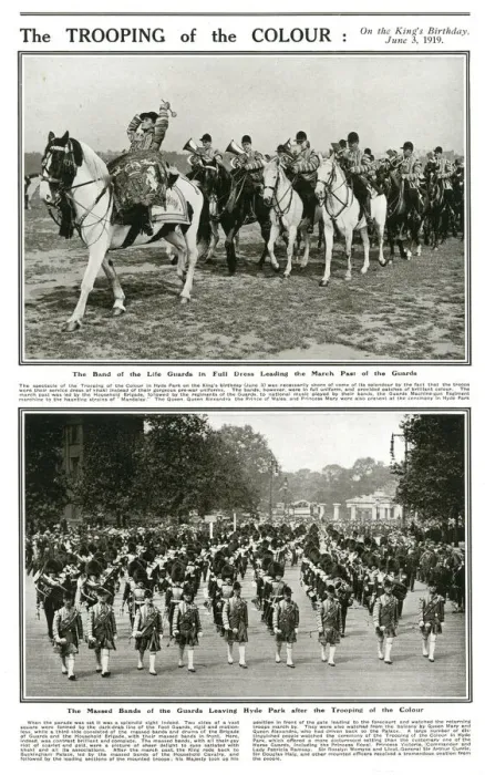 Framed Print : Trooping of the Colour, 1919