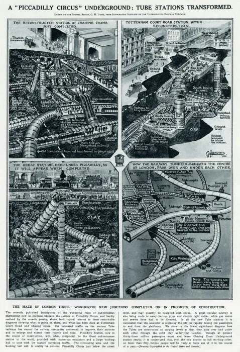 Framed Print : Tube stations transformed by G. H. Davis