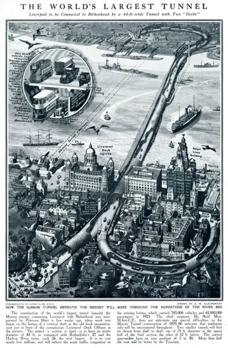 Framed Print : Tunnel connecting Liverpool with Birkenhead 1926