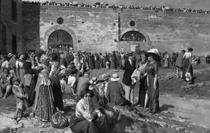 Framed Print : Turco-Italian War - farewell to wives & families, by Matania Framed Print : Turco-Italian War - farewell to wives & families, by Matania