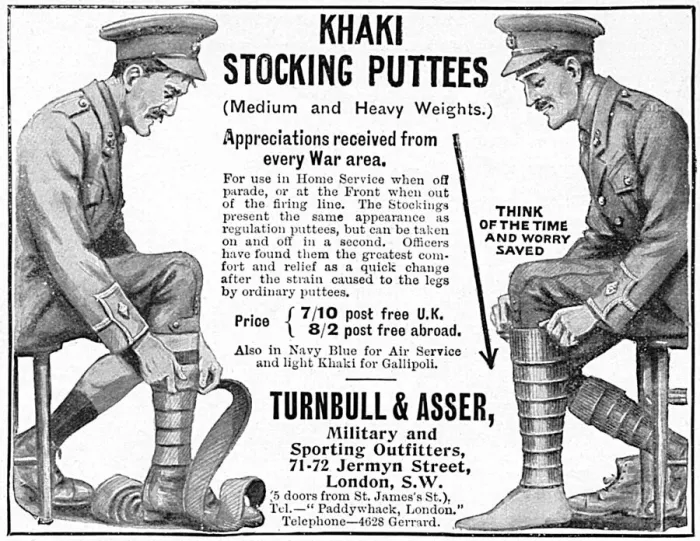 Framed Print : Turnbull & Asser khaki puttees advertisement Framed Print : Turnbull & Asser khaki puttees advertisement
