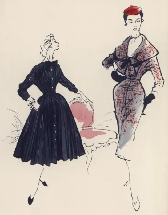 Framed Print : Two types of dresses, 1954 Framed Print : Two types of dresses, 1954