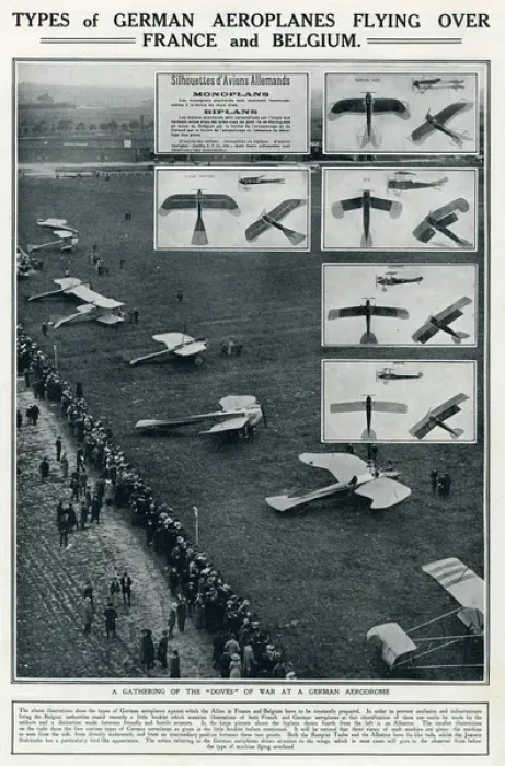 Framed Print : Types of German aeroplanes, World War One Framed Print : Types of German aeroplanes, World War One