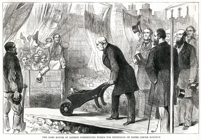 Framed Print : Underground railway construction, Lord Mayor of London 1881