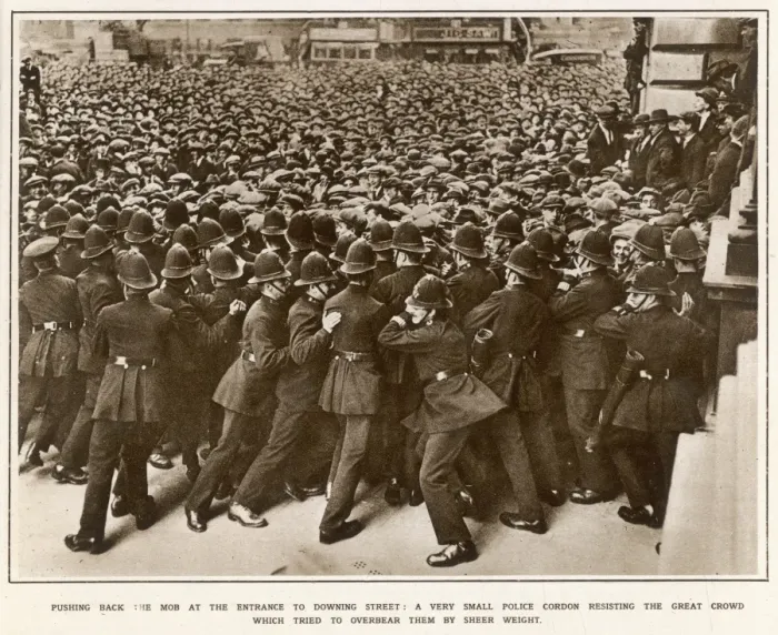 Framed Print : Unemployed Crowd / Downing Framed Print : Unemployed Crowd / Downing
