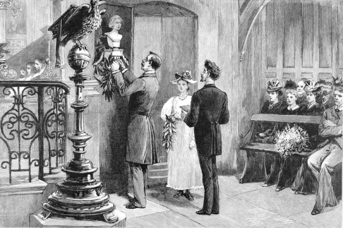 Framed Print : Unveiling the John Keats Bust, Hampstead Parish Church, 1894 Framed Print : Unveiling the John Keats Bust, Hampstead Parish Church, 1894