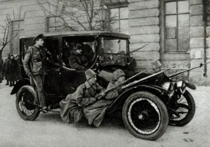 Framed Print : The Use of Motor-Cars in Street Fighting