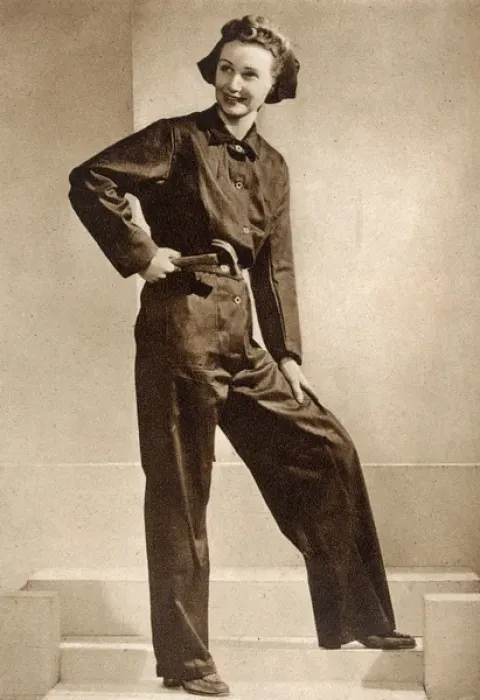 Framed Print : Utility boiler suit, 1943 - WWII fashion Framed Print : Utility boiler suit, 1943 - WWII fashion