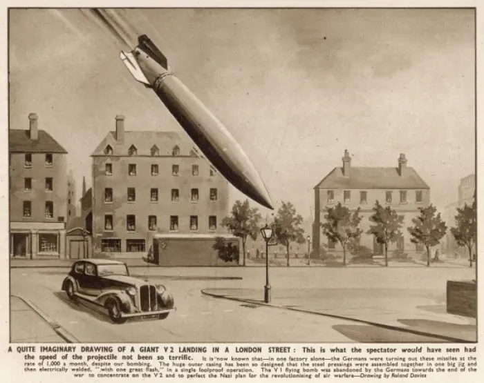 Framed Print : V-2 lands on London Framed Print : V-2 lands on London