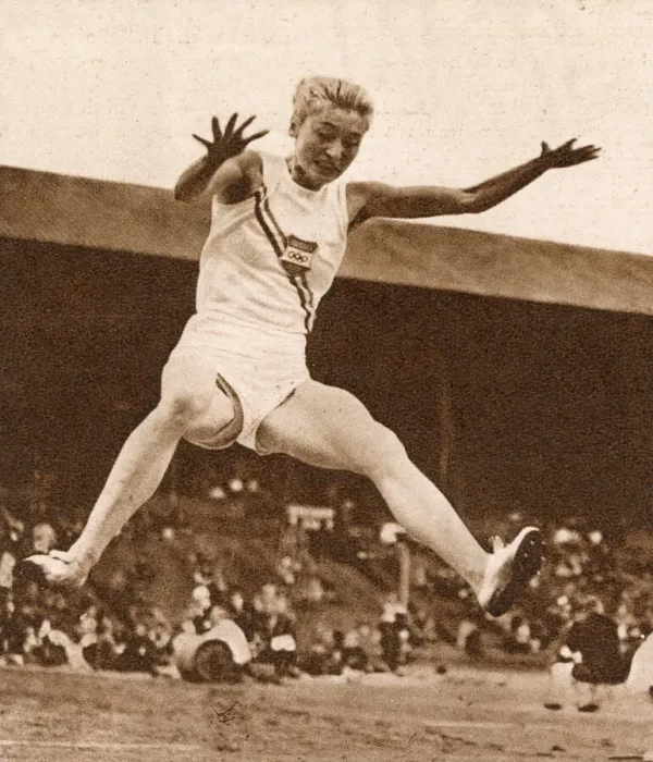 Framed Print : V. O. Gyarmati, long jump, 1948 London Olympics
