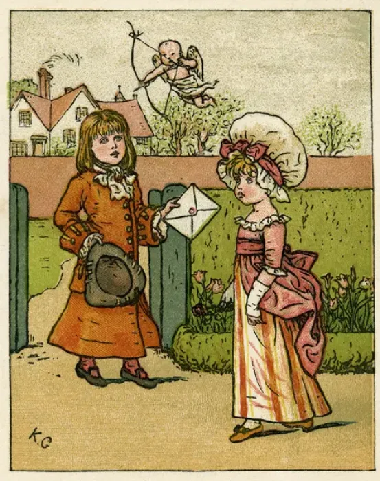 Framed Print : Valentines card to his true love, by Kate Greenaway Framed Print : Valentines card to his true love, by Kate Greenaway