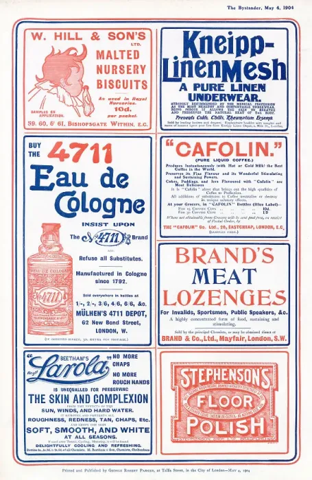 Framed Print : A variety of Advertisements from 1904 Date: 1904 Framed Print : A variety of Advertisements from 1904 Date: 1904
