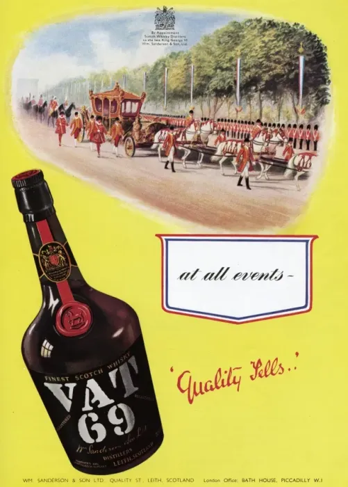 Framed Print : VAT 69 Whiskey Coronation advertisement Framed Print : VAT 69 Whiskey Coronation advertisement