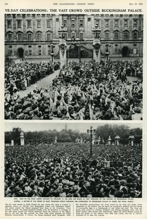 Framed Print : VE Day celebrations: vast crowds outside Buckingham Palace