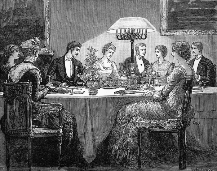 Framed Print : Victorian dinner scene Framed Print : Victorian dinner scene