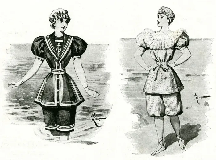 Framed Print : Victorian ladies wearing bathing-dresses 1895 Framed Print : Victorian ladies wearing bathing-dresses 1895