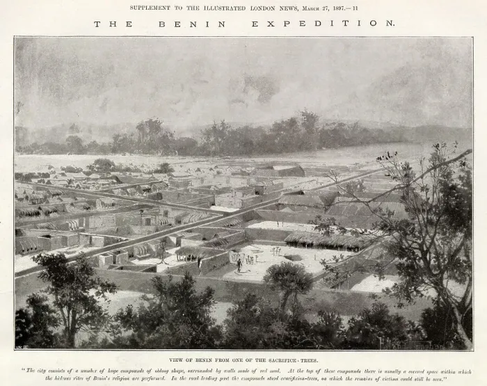 Framed Print : View down over Benin City from one of the sacrifice trees'. Date: 1897 Framed Print : View down over Benin City from one of the sacrifice trees'. Date: 1897