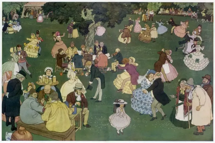 Framed Print : Village Revels by William Heath Robinson Framed Print : Village Revels by William Heath Robinson