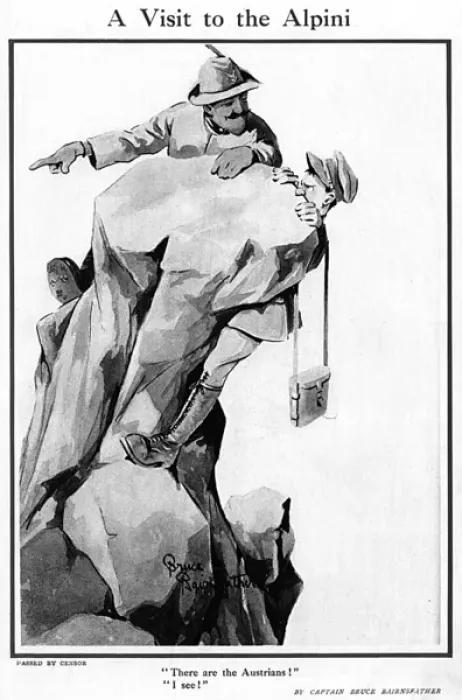Framed Print : A Visit to the Alpini by Bruce Bairnsfather, WW1 cartoon Framed Print : A Visit to the Alpini by Bruce Bairnsfather, WW1 cartoon