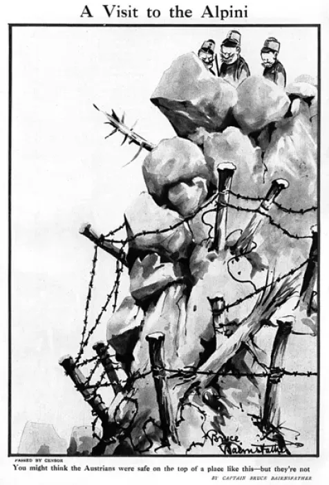 Framed Print : A Visit to the Alpini by Bruce Bairnsfather, WW1 cartoon Framed Print : A Visit to the Alpini by Bruce Bairnsfather, WW1 cartoon