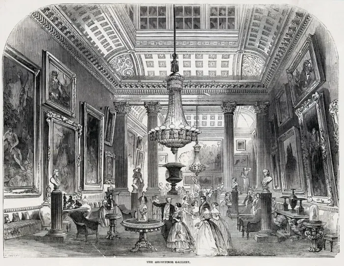 Framed Print : A visit to the Grosvenor Gallery at Grosvenor House(not to be confused with the Gallery Framed Print : A visit to the Grosvenor Gallery at Grosvenor House(not to be confused with the Gallery