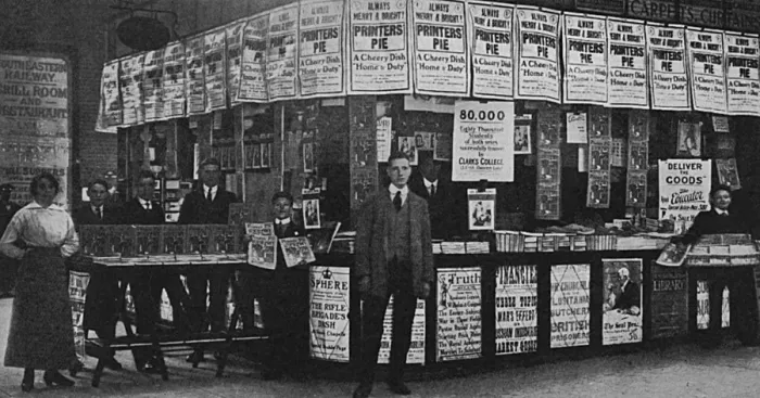 Framed Print : W H Smith book stall at Cannon Street Station, 1915 Framed Print : W H Smith book stall at Cannon Street Station, 1915