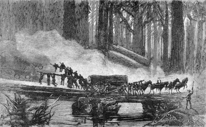 Framed Print : A wagon breakdown in the Redwood Forest, California, 1884