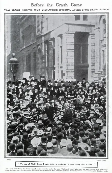 Framed Print : Wall Street Given Advice from Bishop Ingram 1907 Framed Print : Wall Street Given Advice from Bishop Ingram 1907