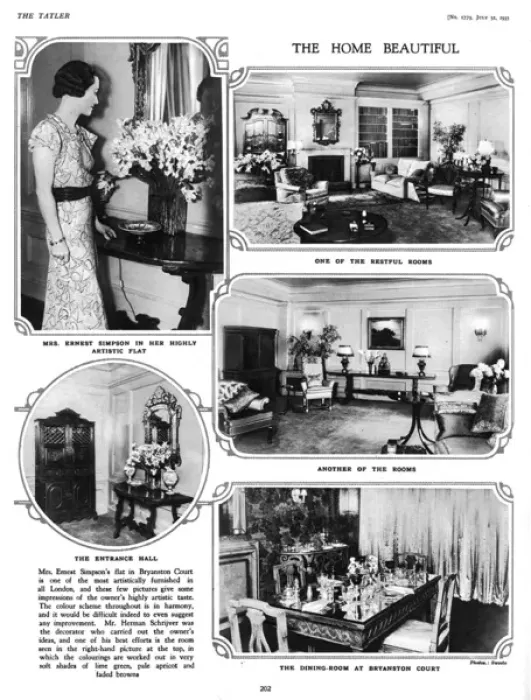 Framed Print : Wallis Simpsons home at Bryanston Court in Tatler, 1935