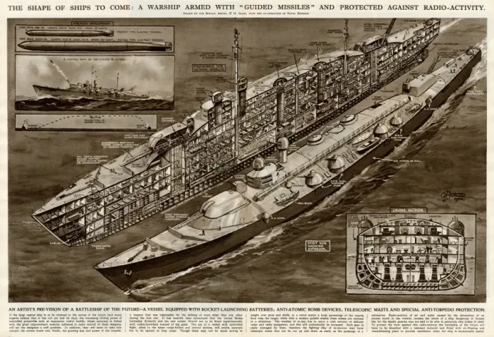 Framed Print : Warship with guided missiles by G. H. Davis Framed Print : Warship with guided missiles by G. H. Davis