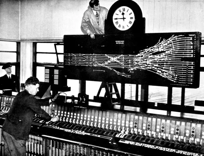 Framed Print : Waterloo Station Signal Box, London, 1936