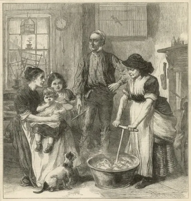 Framed Print : Welsh collier family in their cottage Framed Print : Welsh collier family in their cottage