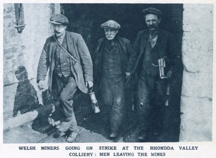 Framed Print : Welsh miners going on strike at the Rhondda valley colliery: Men leaving the mines Framed Print : Welsh miners going on strike at the Rhondda valley colliery: Men leaving the mines