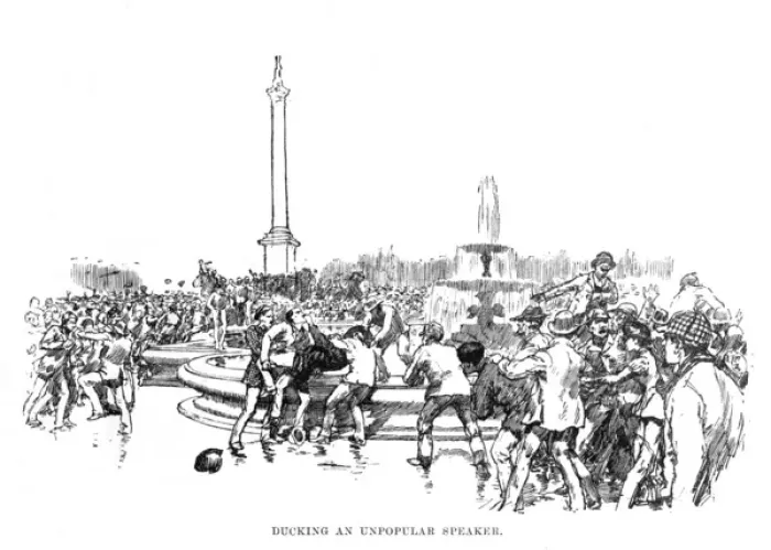 Framed Print : West End riots: ducking an unpopular speaker, 1886 Framed Print : West End riots: ducking an unpopular speaker, 1886