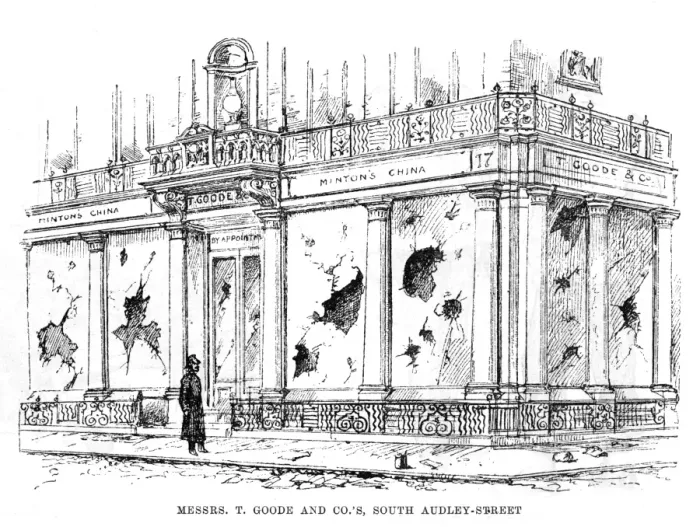 Framed Print : West End riots: shops damaged by rioters, 1886 Framed Print : West End riots: shops damaged by rioters, 1886