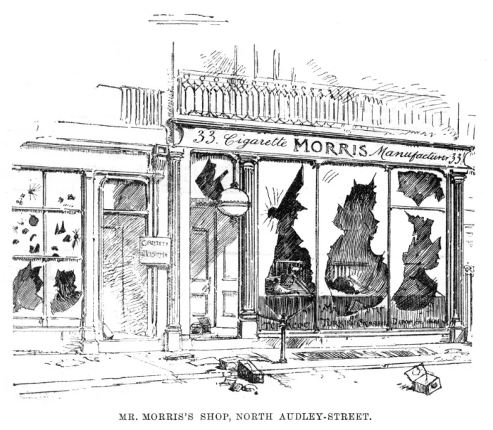 Framed Print : West End riots: shops damaged by rioters, 1886 Framed Print : West End riots: shops damaged by rioters, 1886