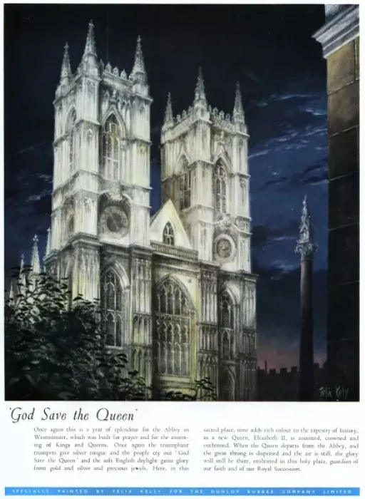 Framed Print : Westminster Abbey / Dunlop advertisement, 1953 Framed Print : Westminster Abbey / Dunlop advertisement, 1953