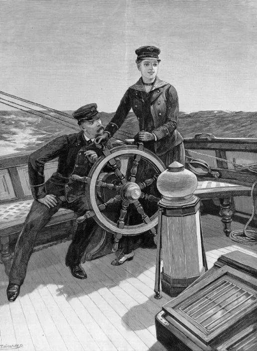 Framed Print : At the Wheel of a Yacht, 1890 Framed Print : At the Wheel of a Yacht, 1890
