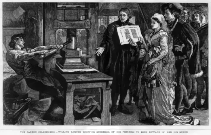 Framed Print : William Caxton showing printing to Edward IV Framed Print : William Caxton showing printing to Edward IV