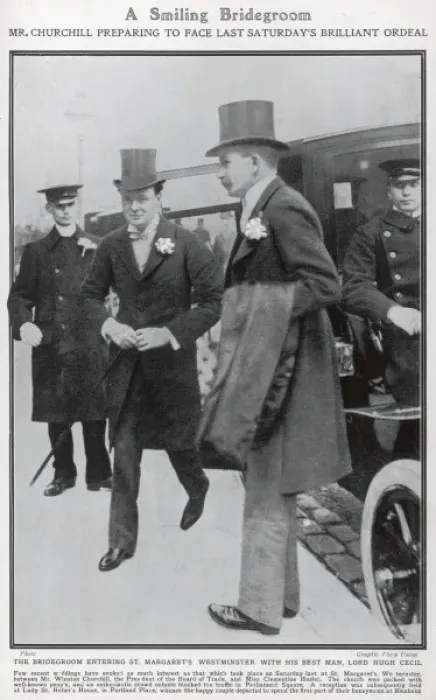 Framed Print : Winston Churchill arriving for his wedding Framed Print : Winston Churchill arriving for his wedding