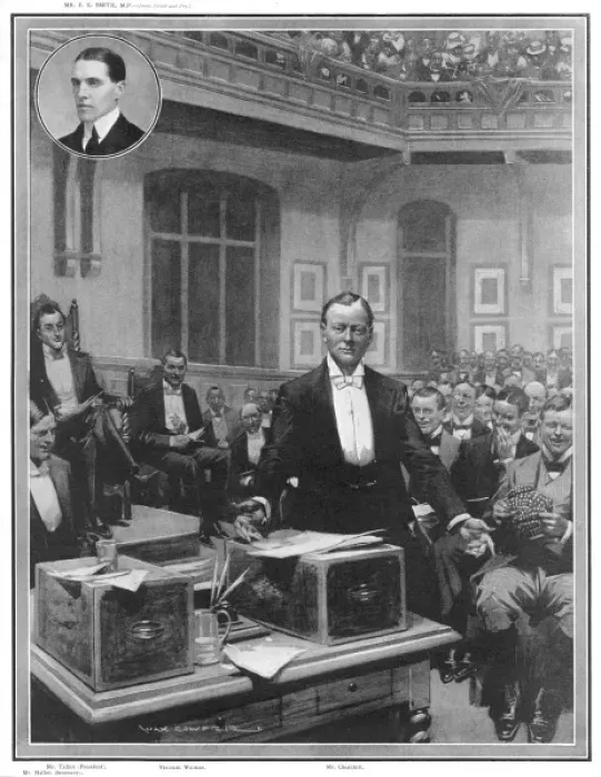Framed Print : Winston Churchill defends the government at the Oxford Union