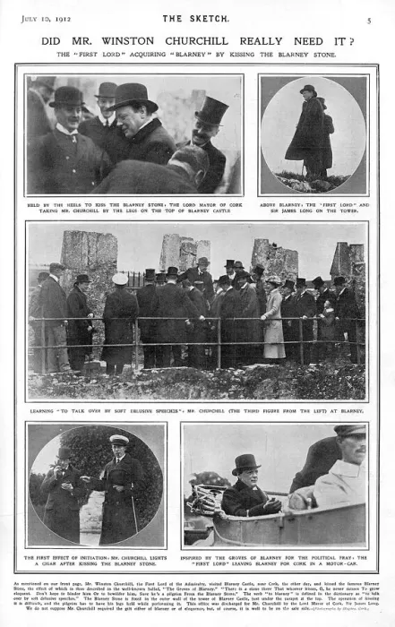 Framed Print : Winston Churchill kissing the Blarney Stone Framed Print : Winston Churchill kissing the Blarney Stone