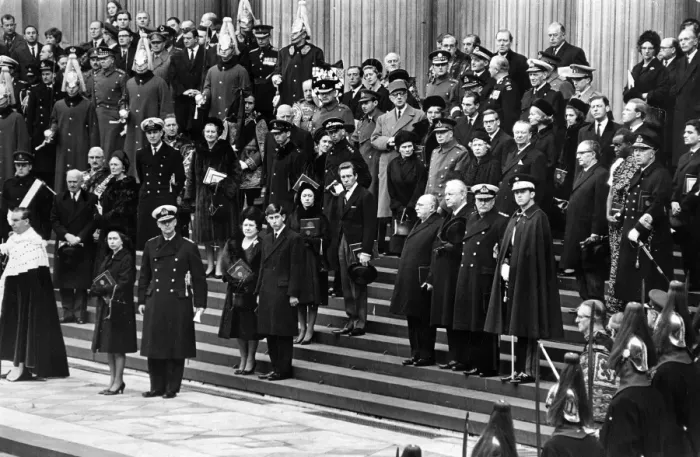 Framed Print : Winston Churchills funeral, Royalty and Statesman at St Pau Framed Print : Winston Churchills funeral, Royalty and Statesman at St Pau