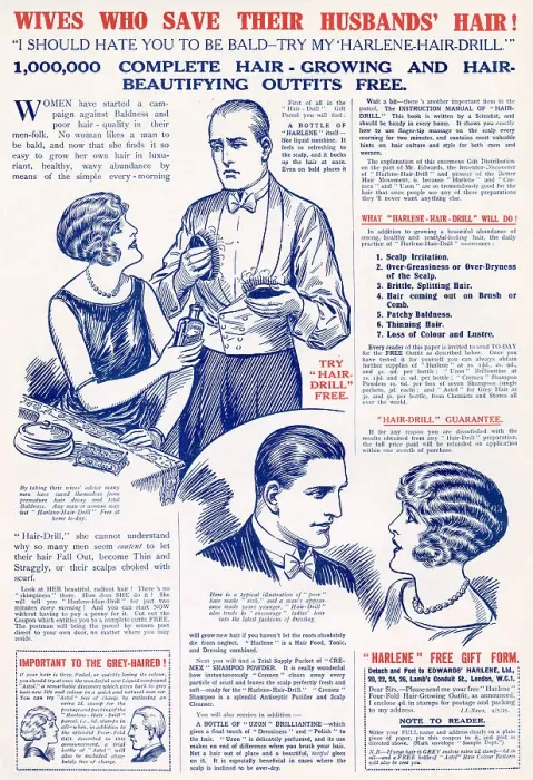 Framed Print : Wives who save their husbands hair! Date: 1925 Framed Print : Wives who save their husbands hair! Date: 1925