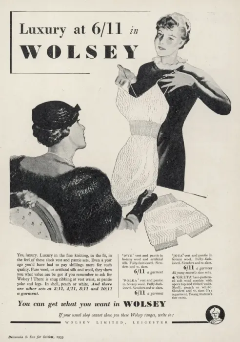 Framed Print : Wolsey knitwear advertisement Framed Print : Wolsey knitwear advertisement